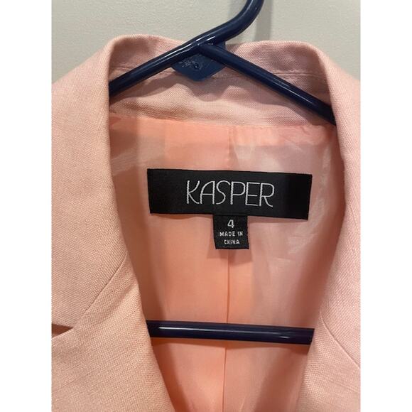 KASPER Rose Pink Linen Rayon Open Front Blazer Women's Sz 4 - Picture 4 of 8